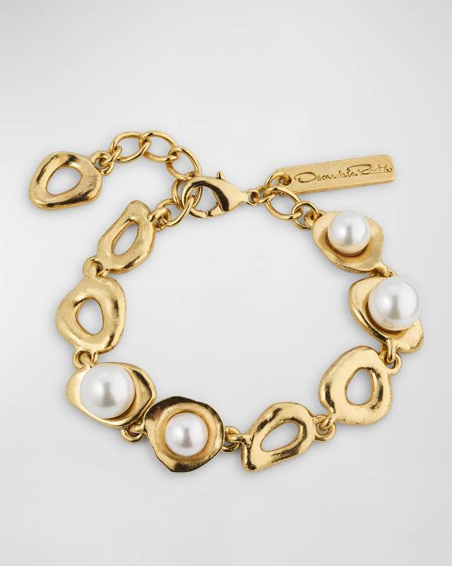 Pearly Gold Bracelet, 8"L